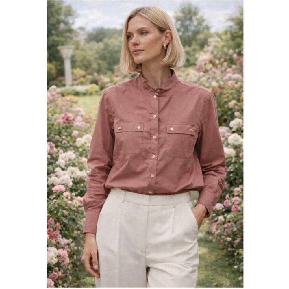 🧋🎆 Barbour Stall Shirt Dusty Rose Button Down Cotton British Heritage Top 10